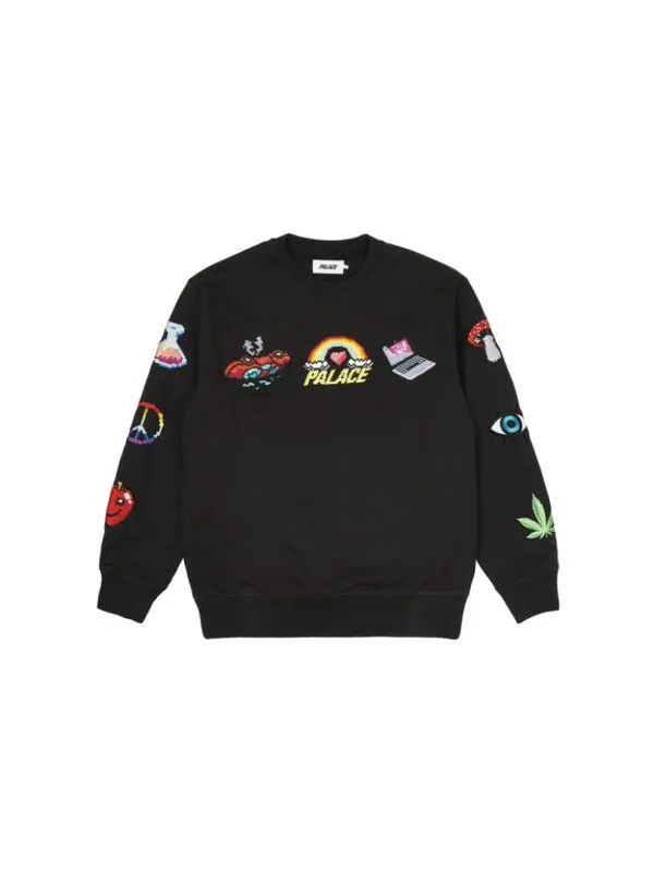 Свитер ss22 mixed media bitmap crew sweater 'black' Palace — изображение 2 из 2, черный