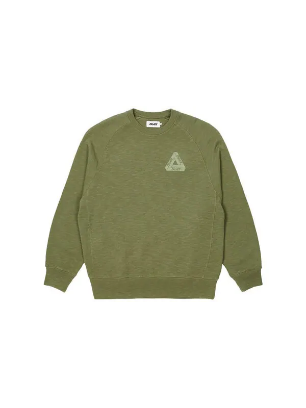 Толстовка tri-ferg slub crew 'olive' Palace — изображение 2 из 2, оливковый зеленый