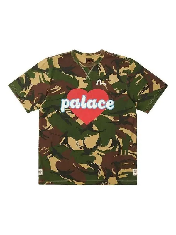 Футболка x evisu heart t-shirt 'camo' Palace — изображение 1 из 2, зеленый