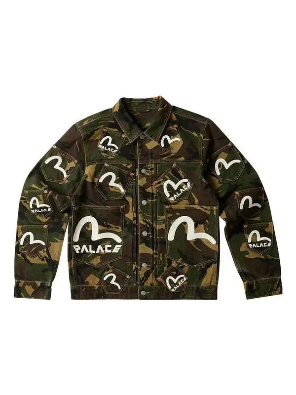 Куртка x evisu type one denim jacket 'camo' Palace — изображение 1 из 2, зеленый