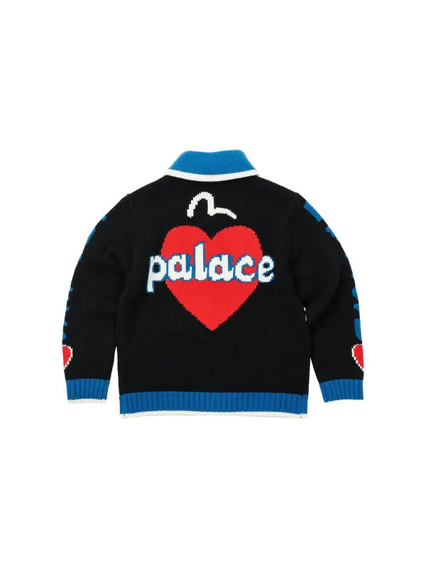 Куртка buy x evisu cowichan knit 'black blue' Palace — изображение 2 из 2, черный/синий/красный