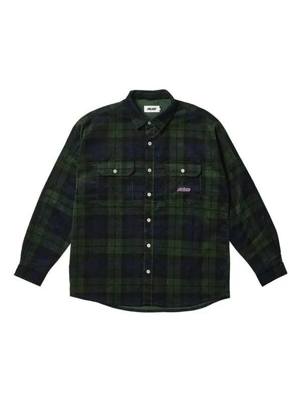 Рубашка drop shoulder cord shirt 'tartan' Palace — изображение 1 из 2, зеленый