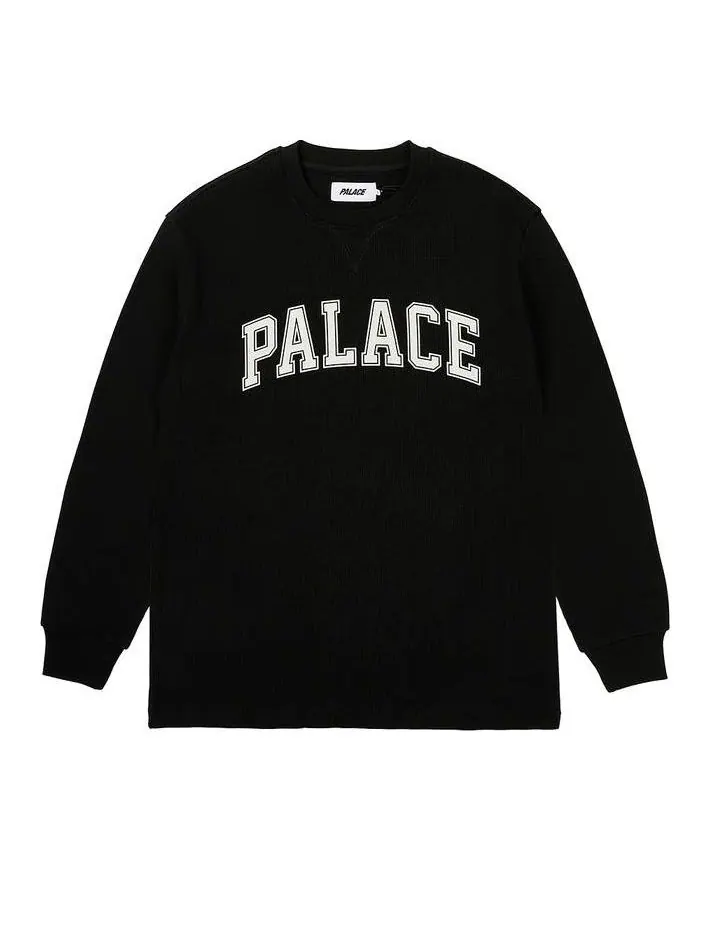 Худи Palace Waffle Long-Sleeve T-shirt 'Black' — изображение 1 из 2, черный