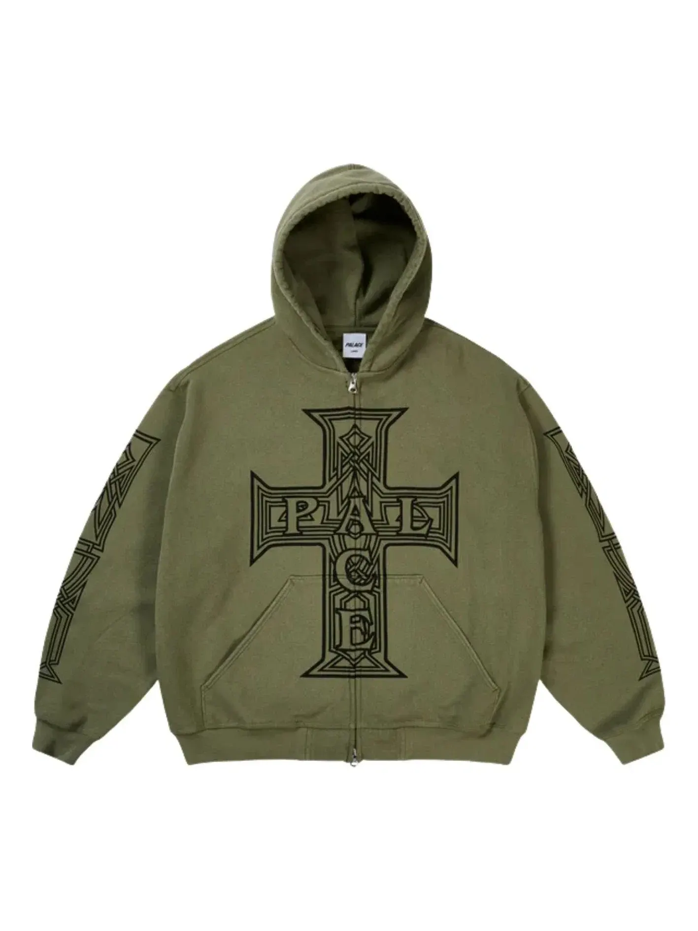 Мужское худи с принтом Palace Y So Cross Pigment Hoodie 'The Deep Green' — изображение 1 из 1, оливковый зеленый