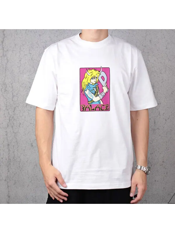 Футболка PALACE Mangal T-Shirt White Cartoon Printing Short Sleeve Unisex — изображение 2 из 3, белый
