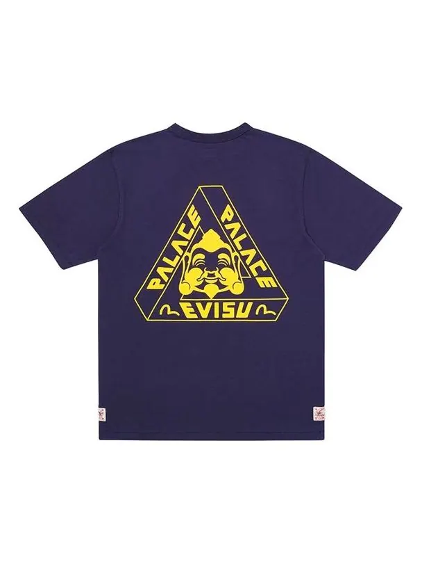 Футболка PALACE x EVISU PALACE Evisu Chest Logo Short Sleeve Unisex Blue — изображение 1 из 2, синий желтый