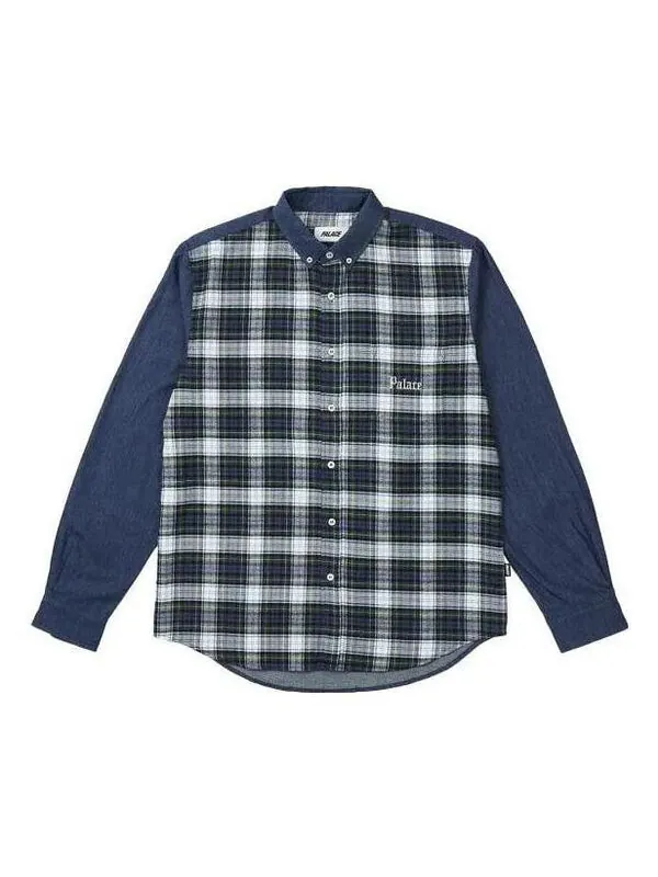 Рубашка check panel chambray shirt 'blue' Palace — изображение 1 из 1, синий