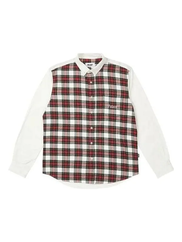 Рубашка check panel chambray shirt 'white' Palace — изображение 1 из 1, бежевый