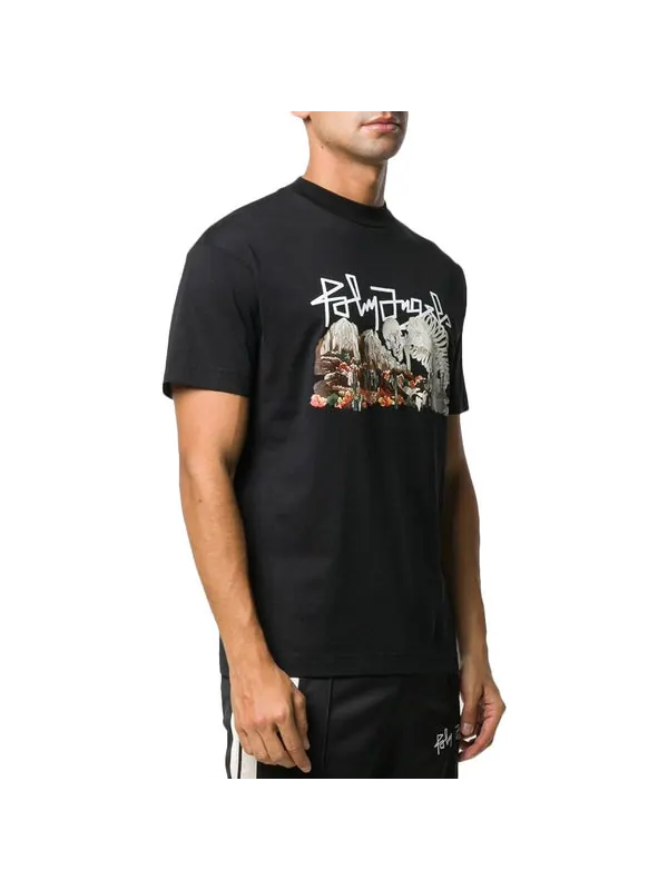 Футболка desert skull t-shirt 'black' Palm Angels — изображение 3 из 3, черный
