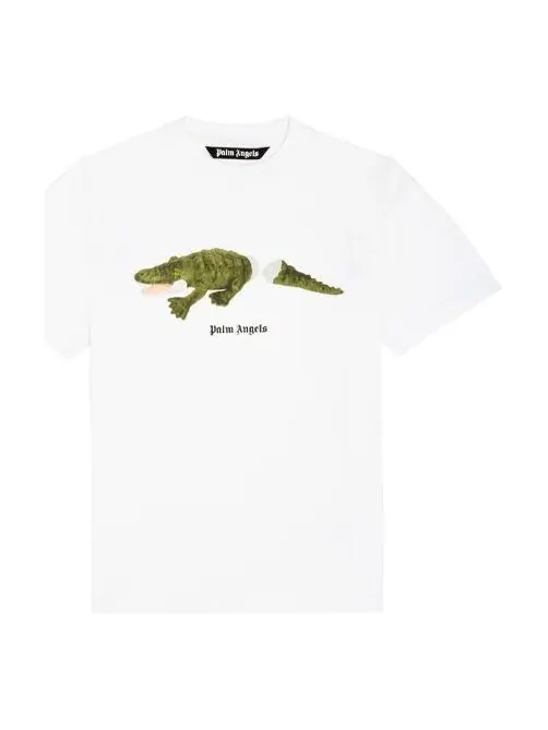 Футболка croco short-sleeve tee 'white/green' Palm Angels — изображение 1 из 4, белый
