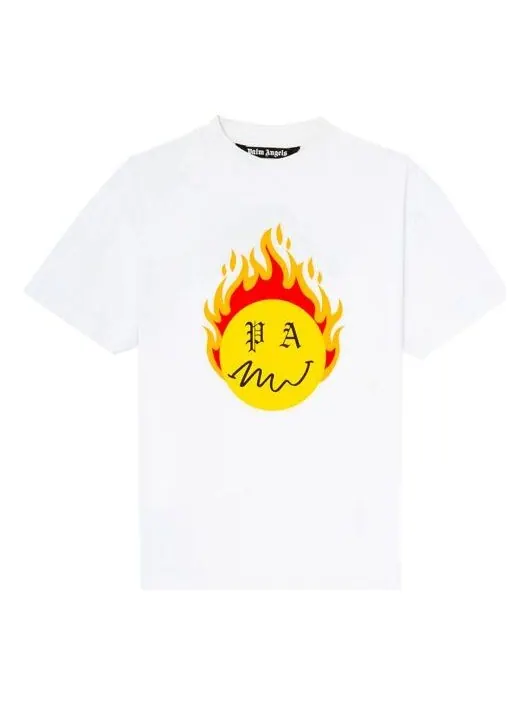 Футболка burning head short-sleeve t-shirt 'white/yellow' Palm Angels — изображение 1 из 4, белый