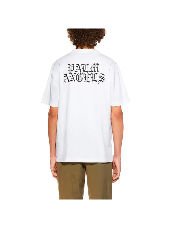 Футболка burning head short-sleeve t-shirt 'white/yellow' Palm Angels — изображение 4 из 4, белый