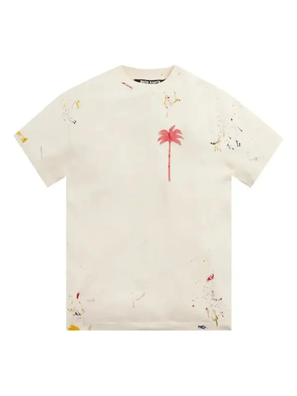 Футболка palm tree painted t-shirt 'off white red' Palm Angels — изображение 1 из 4, белый/красный
