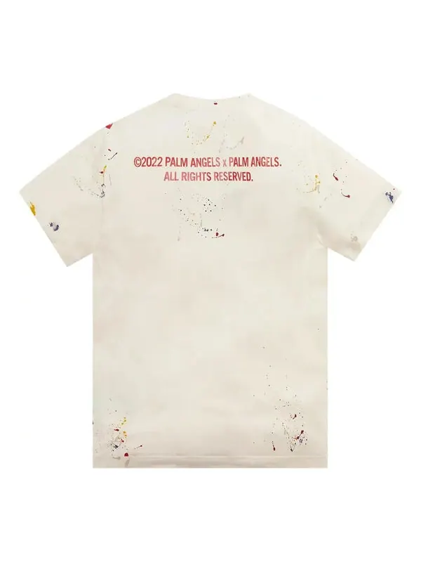 Футболка palm tree painted t-shirt 'off white red' Palm Angels — изображение 2 из 4, белый/красный