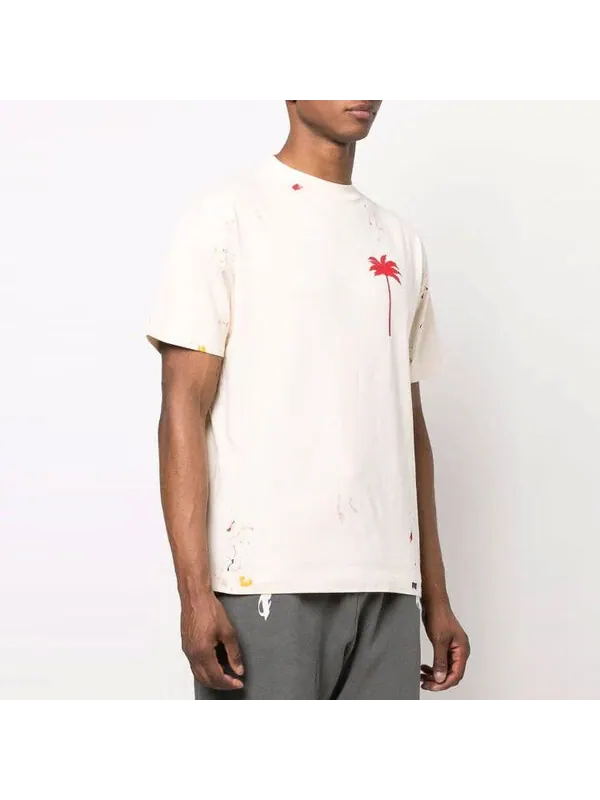 Футболка palm tree painted t-shirt 'off white red' Palm Angels — изображение 3 из 4, белый/красный