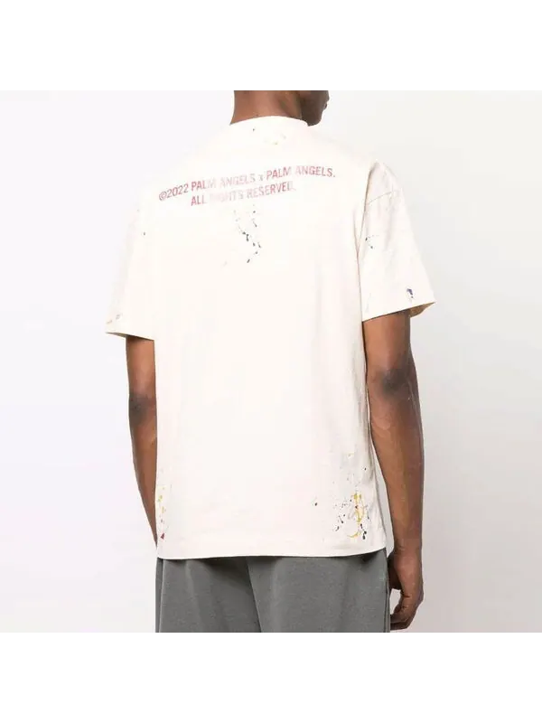 Футболка palm tree painted t-shirt 'off white red' Palm Angels — изображение 4 из 4, белый/красный