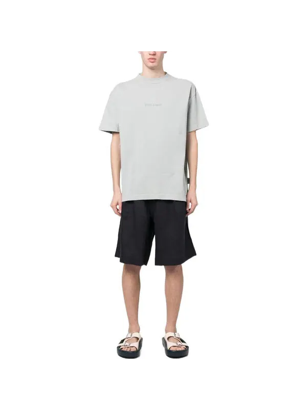 Футболка reverse logo t-shirt 'light grey' Palm Angels — изображение 2 из 4, светлый серый