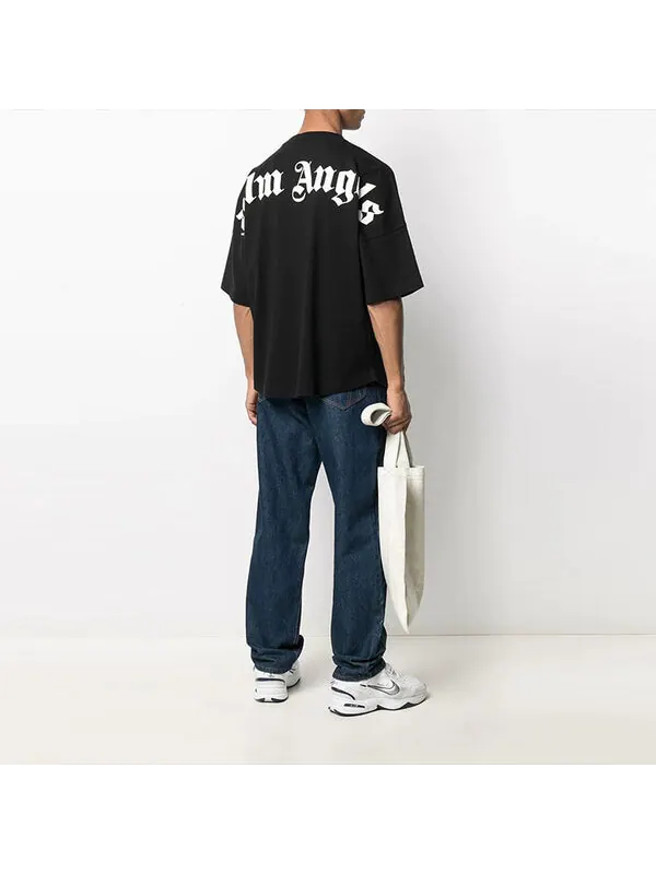 Футболка classic logo over tee 'black white' Palm Angels — изображение 2 из 3, черный/белый