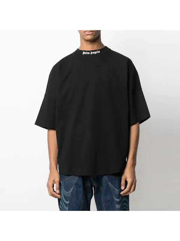 Футболка classic logo over tee 'black white' Palm Angels — изображение 3 из 3, черный/белый
