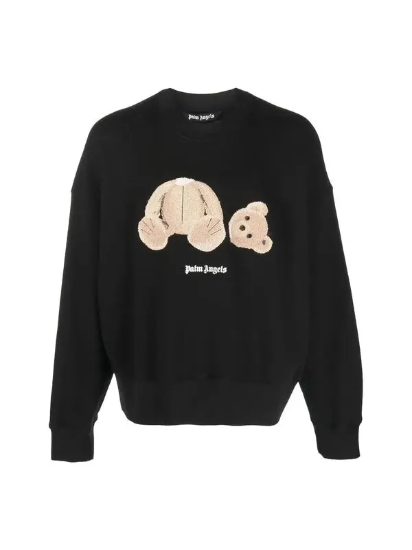 Толстовка bear motif crew-neck sweatshirt 'black' Palm Angels — изображение 1 из 2, черный