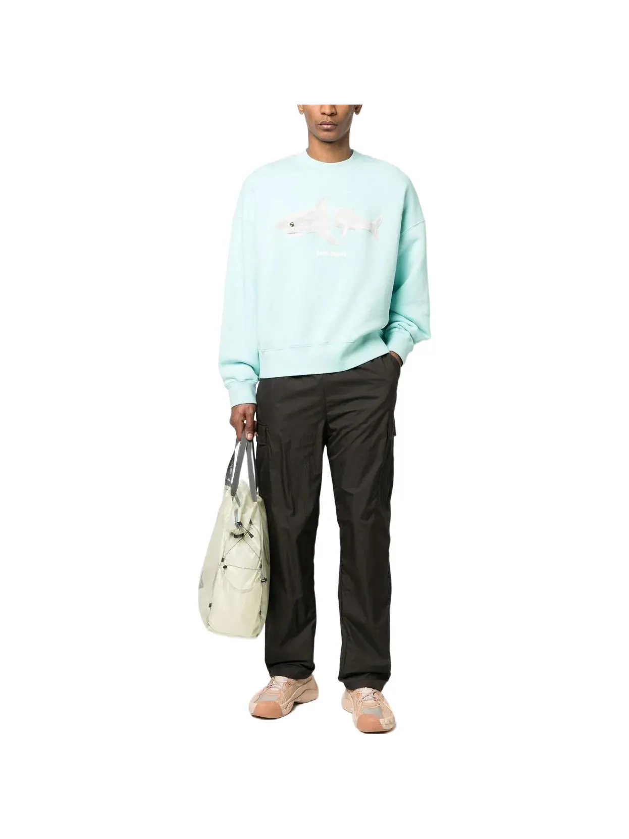 Свитер Palm Angels Split Shark Crew Sweater 'Blue White' — изображение 2 из 4, синий/белый