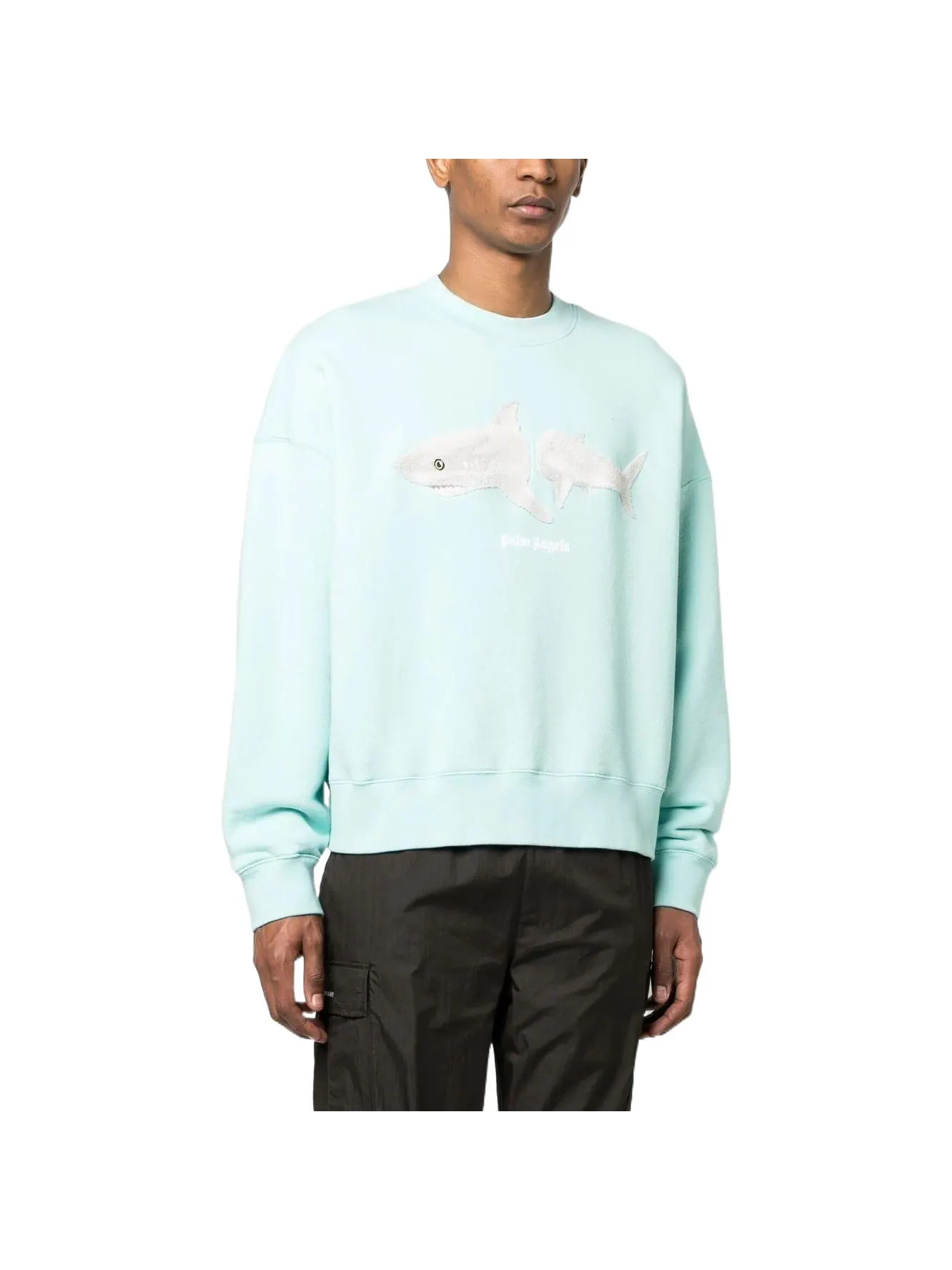 Свитер Palm Angels Split Shark Crew Sweater 'Blue White' — изображение 4 из 4, синий/белый