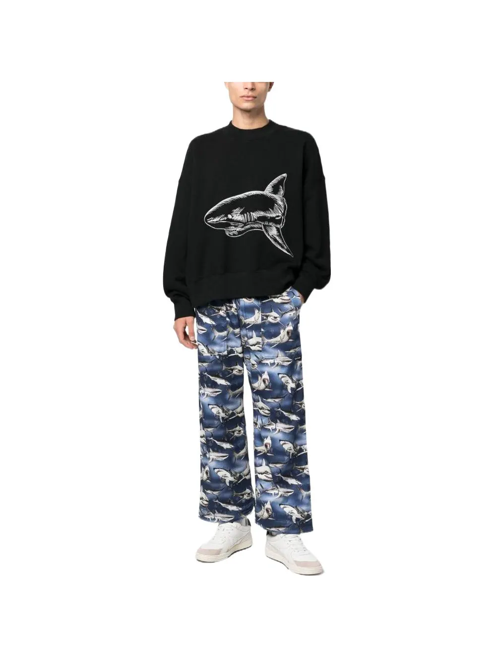 Palm Angels Split Shark Crew 'Black White' — изображение 2 из 5, черный/белый