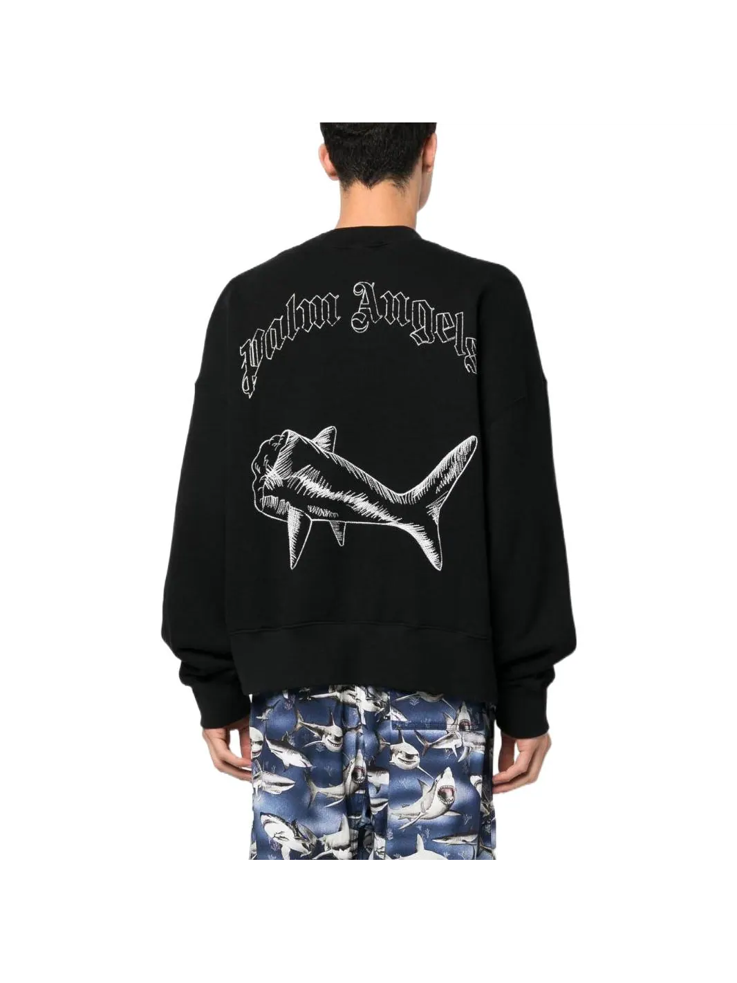Palm Angels Split Shark Crew 'Black White' — изображение 3 из 5, черный/белый