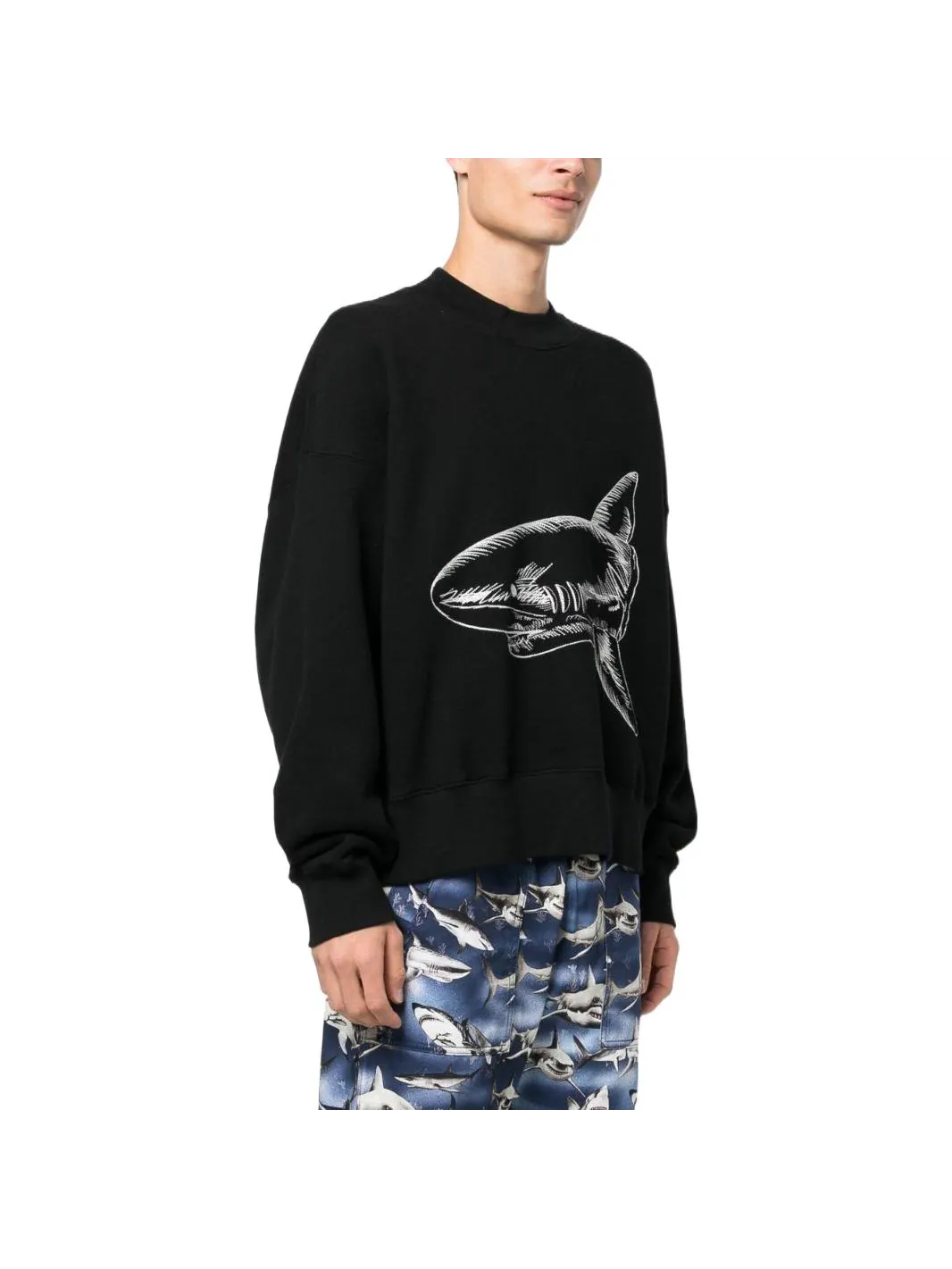 Palm Angels Split Shark Crew 'Black White' — изображение 4 из 5, черный/белый