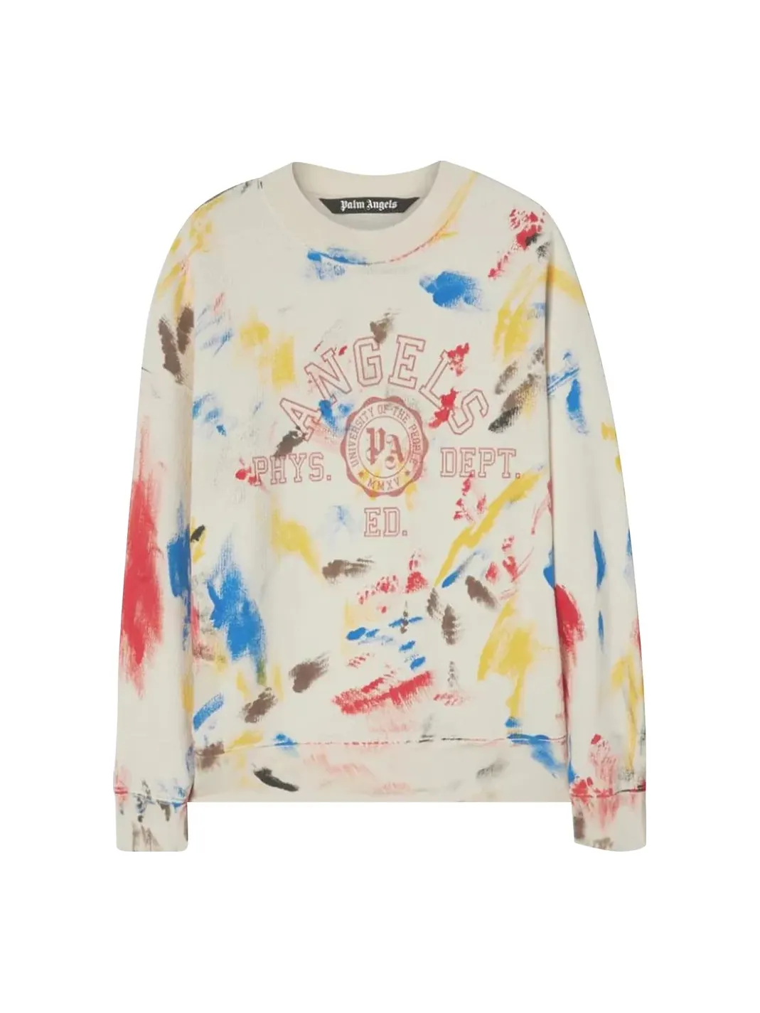 Толстовка Palm Angels Painted College Crew Sweatshirt 'Off White Red' — изображение 1 из 1, белый/красный