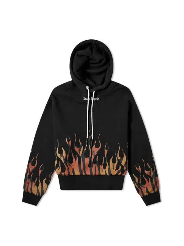 Толстовка tiger flames popover hoodie 'black orange' Palm Angels — изображение 1 из 4, черный/оранжевый