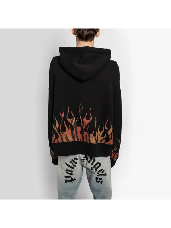 Толстовка tiger flames popover hoodie 'black orange' Palm Angels — изображение 4 из 4, черный/оранжевый