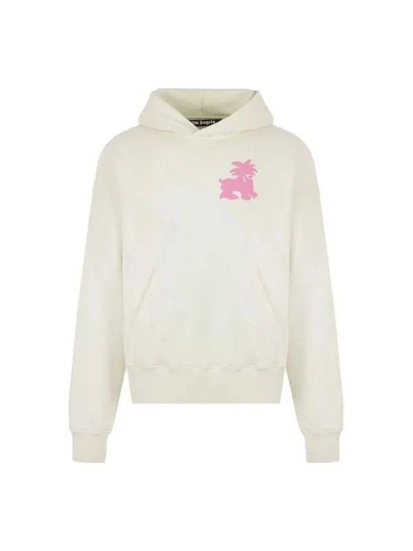 Толстовка ss23 leon classic hoodie 'pale green fuchsia' Palm Angels — изображение 1 из 2, бежевый/розовый