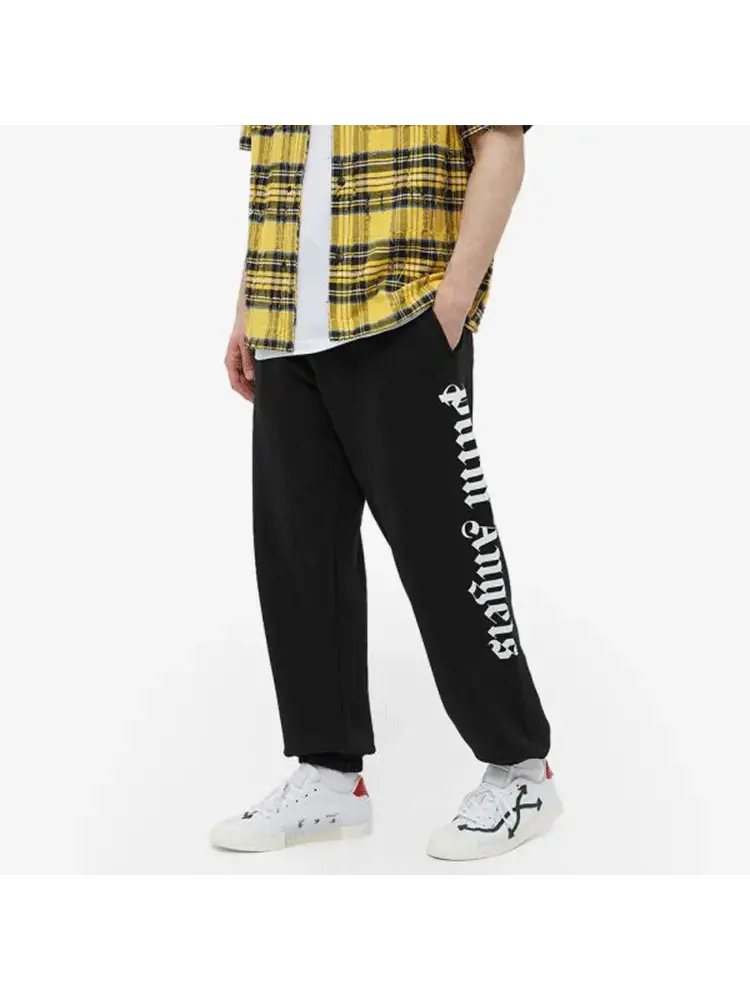 Спортивные брюки Palm Angels SS22 Side Logo Sweatpants 'Black White' — изображение 3 из 4, черный