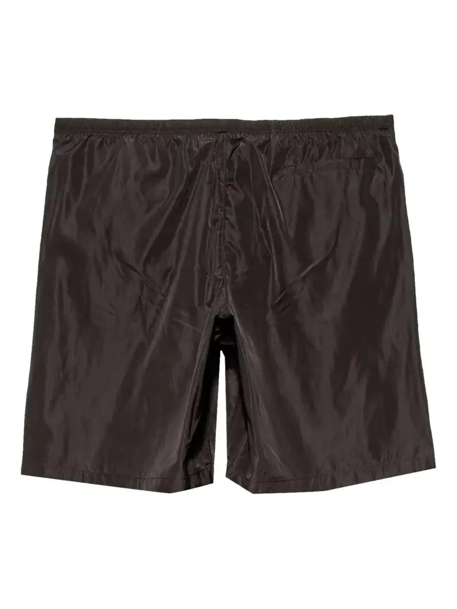 Спортивные шорты Palm Angels Curved Logo Swim Short 'Black White' — изображение 2 из 4, черный