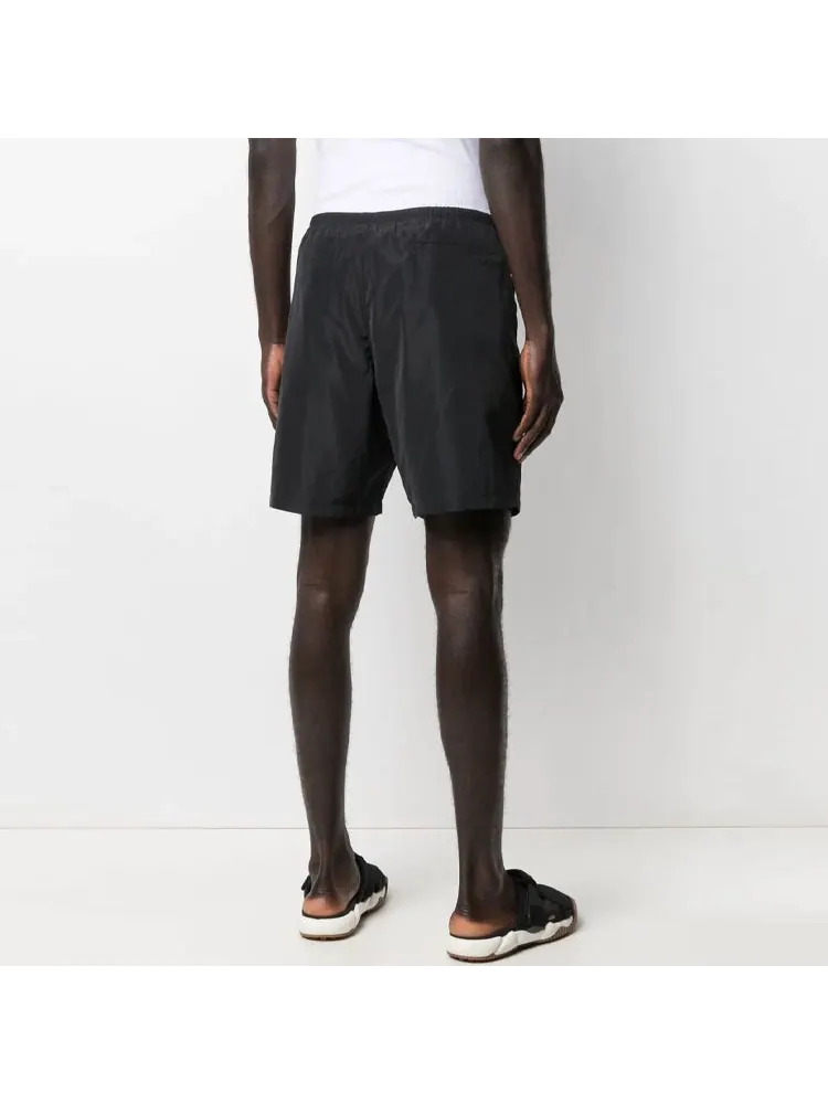 Спортивные шорты Palm Angels Curved Logo Swim Short 'Black White' — изображение 4 из 4, черный
