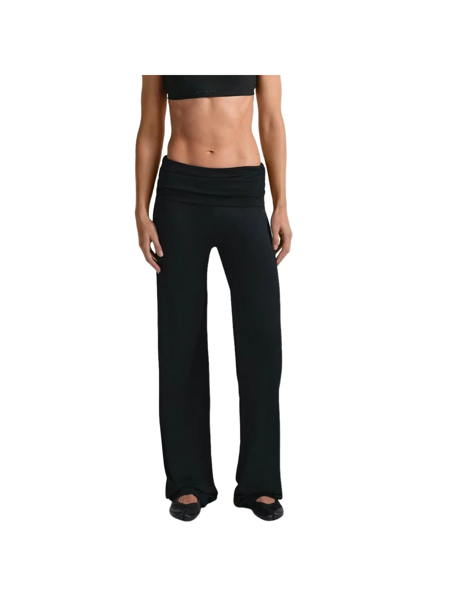 (WMNS) Nike x SKIMS Stretch Knit Foldover Wide Leg Pant 'Obsidian' — изображение 2 из 3, обсидиан