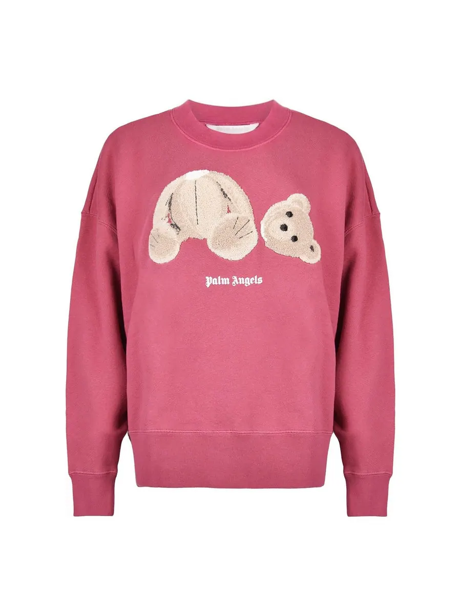 Свитер (WMNS) Palm Angels Teddy Bear Sweatshirt 'Punch Pink' — изображение 1 из 3, розовый