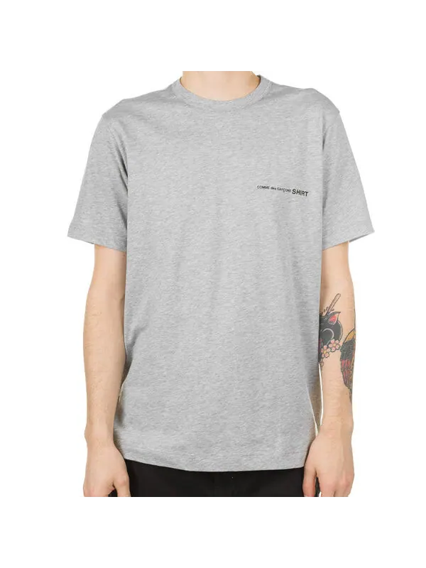 Футболка little logo applique cotton short-sleeve tee 'grey' Comme Des Garcons — изображение 3 из 4, серый