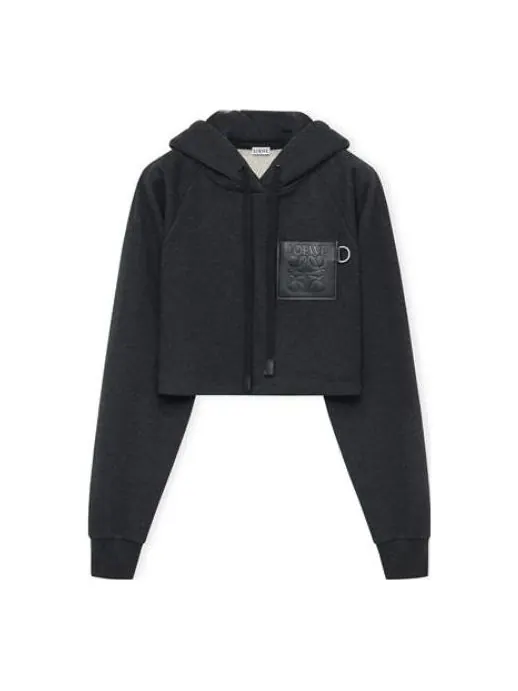 Худи (WMNS) Loewe SS23 Cropped Hoodie 'Black' — изображение 1 из 3, черный