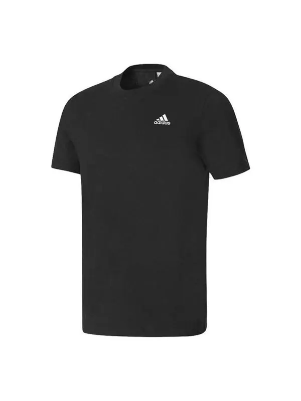 Футболка adidas Solid Color Logo Running Casual Short Sleeve Black — изображение 1 из 4, мульти