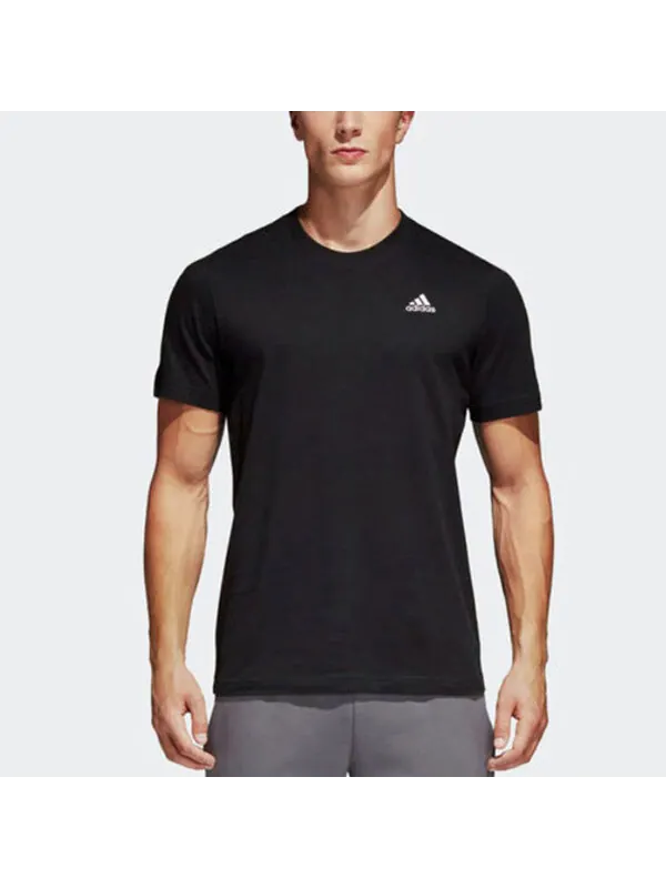 Футболка adidas Solid Color Logo Running Casual Short Sleeve Black — изображение 3 из 4, мульти