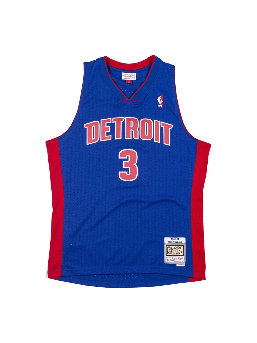 Джерси Mitchell & Ness NBA Swingman Jersey Detroit Pistons 2003-04 Ben Wallace 'Blue Red' — изображение 1 из 2, синий