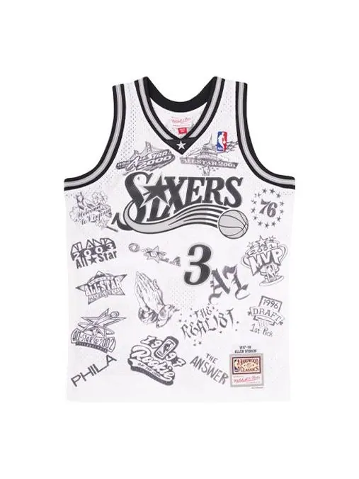Баскетбольное джерси Mitchell & Ness NBA AI World Tour Swingman Philadelphia 76ers Jersey - White — изображение 1 из 2