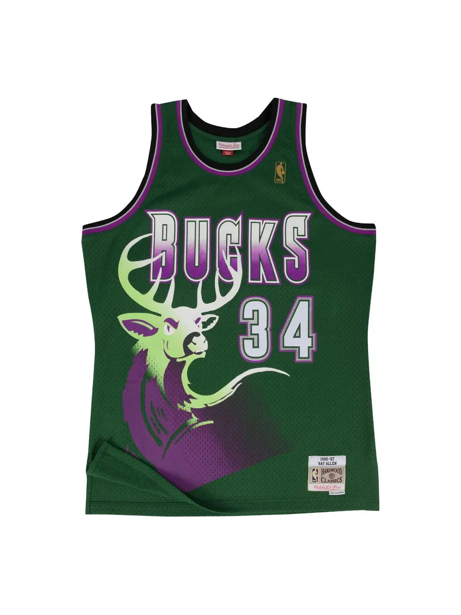 Джерси Mitchell & Ness NBA Ray Allen Milwaukee Bucks 1996/97 Swingman Jersey #34 — изображение 1 из 2, зеленый