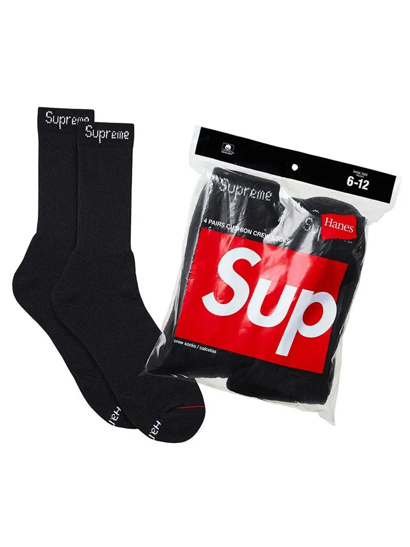 Набор из 4 пар носков Supreme Hanes Crew Socks — изображение 1 из 1, черный