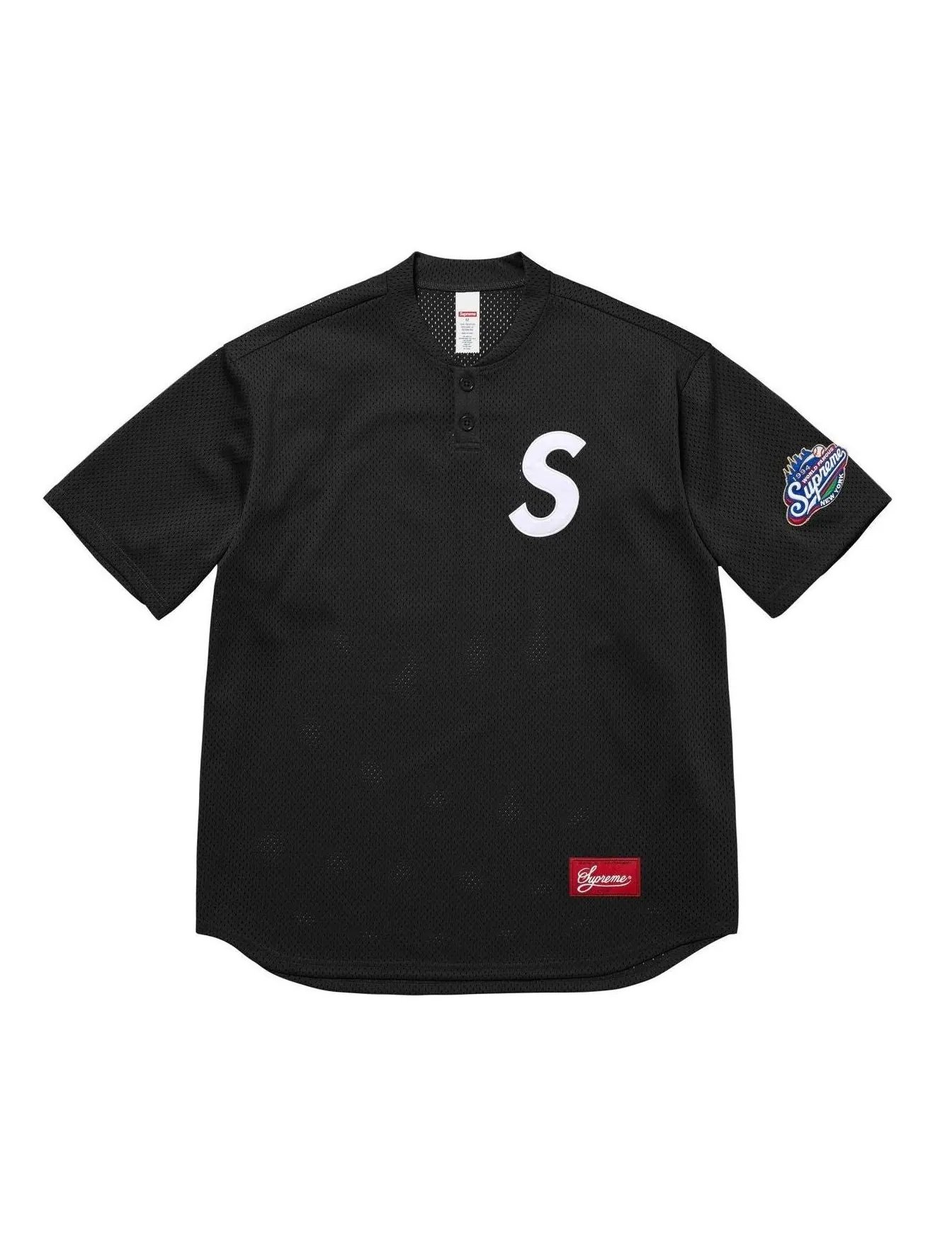 Футболка-поло Supreme S Logo Baseball Henley 'Black' — изображение 1 из 2, черный
