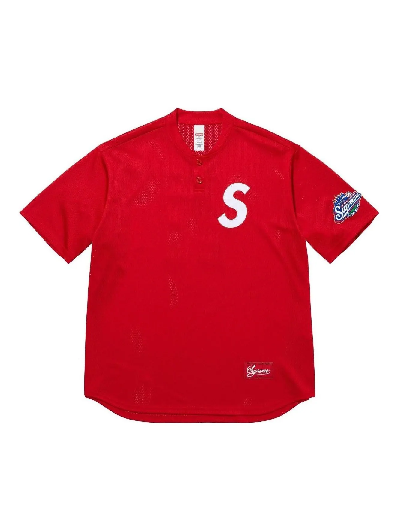Футболка-поло Supreme S Logo Baseball Henley 'Red' — изображение 1 из 2, красный