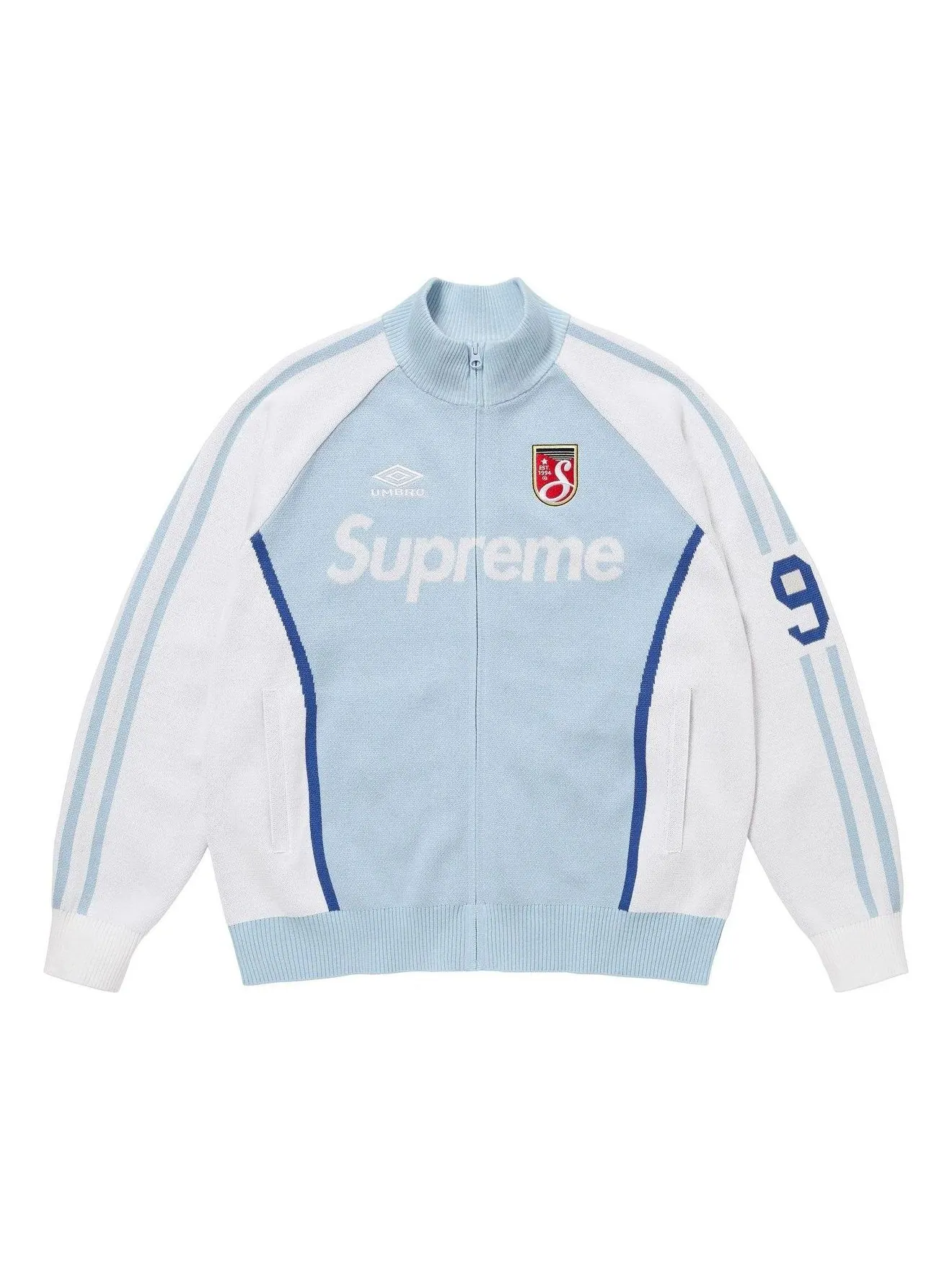 Свитер Supreme x Umbro на молнии — изображение 1 из 2, светлый синий