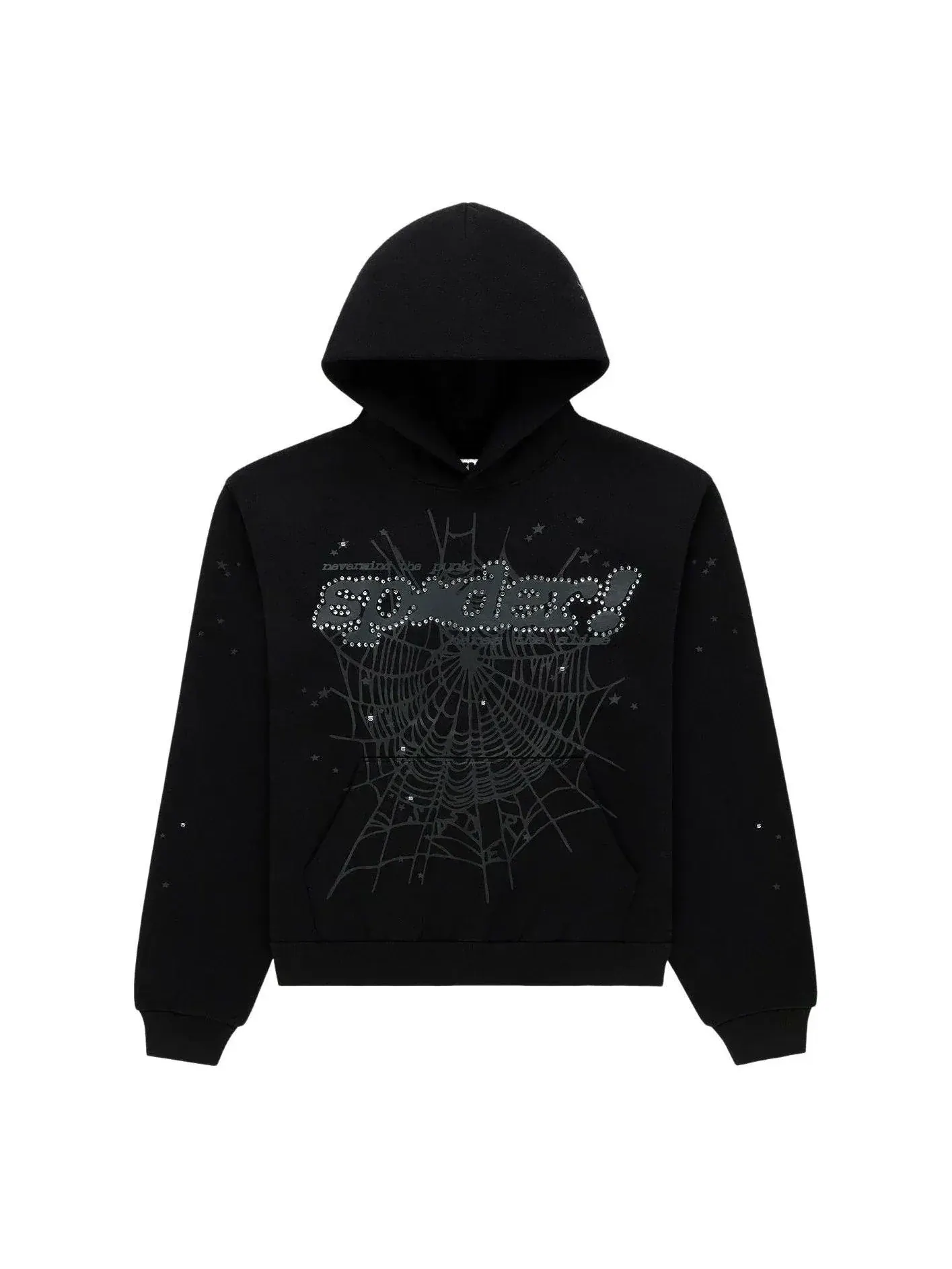 Худи Sp5der Rhinestone Punk V2 'Black' — изображение 1 из 2, черный